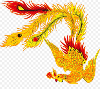Fenghuang Budaya Tionghoa Phoenix - Noble Golden Phoenix flying 