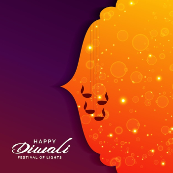 festival greeting for diwali with hanging diya lamps