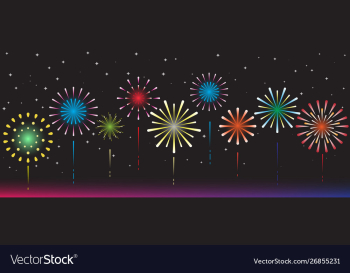 Festive fireworks at night scene for celebration vector image Festive fireworks at night scene for celebration vector image