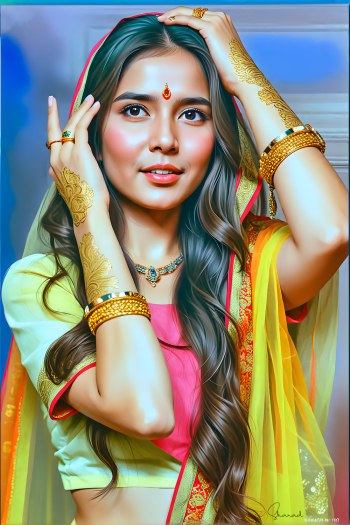 Festive Portrait of Young Indian Woman in Traditional Attire Festive Portrait of Young Indian Woman in Traditional Attire