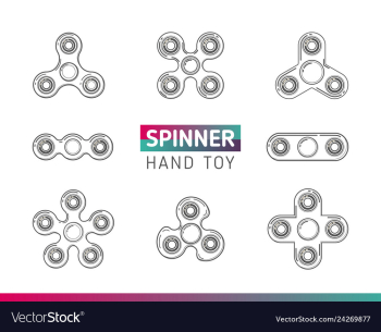 Fidget finger spinner icons set vector image Fidget finger spinner icons set vector image