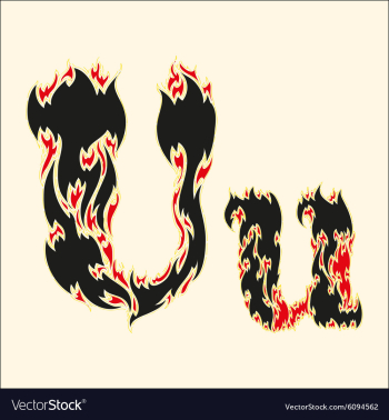 Fiery font Letter U on white vector image Fiery font Letter U on white vector image