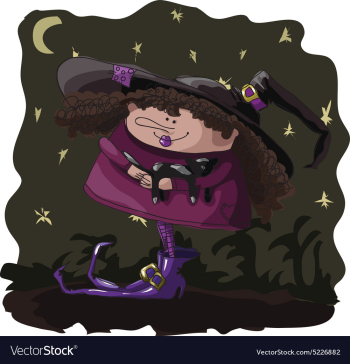 Figure witch with a cat on Halloween vector image Figure witch with a cat on Halloween vector image