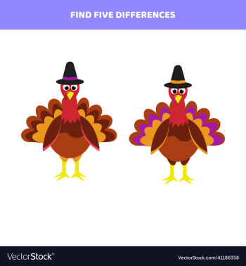 find five differences between cartoon turkeys find five differences between cartoon turkeys