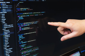Finger Pointing At Javascript Code Finger Pointing At Javascript Code
