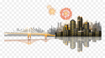 Fireworks - Coast Bridge City Night Fireworks Vector Fireworks - Coast Bridge City Night Fireworks Vector