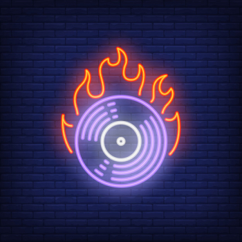 Firing vinyl record neon sign Firing vinyl record neon sign