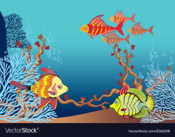Fish Swimming Amongst Coral vector image Fish Swimming Amongst Coral vector image