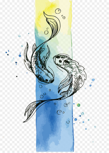 Fish Watercolor painting - Vector Pisces Fish Watercolor painting - Vector Pisces
