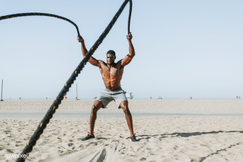 Fit man working out with battle ropes | Free stock photo - 474027 Fit man working out with battle ropes | Free stock photo - 474027