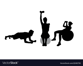 Fitness gym and weightlifting silhouettes vector image Fitness gym and weightlifting silhouettes vector image