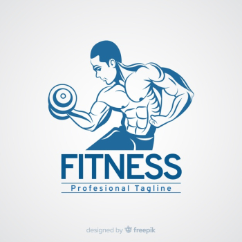 Fitness logo template with muscular man Free Vector Fitness logo template with muscular man Free Vector