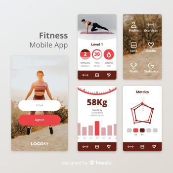 Fitness mobile app infographic template Free Vector Fitness mobile app infographic template Free Vector