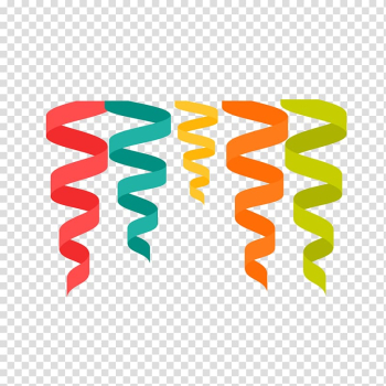 Five assorted-color bow illustration, Birthday Party Ribbon, Birthday party decoration hanging ribbon transparent background PNG clipart