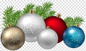 Five white, red, and blue baubles , Lossless compression file formats Computer file, Christmas Decoration transparent background PNG clipart