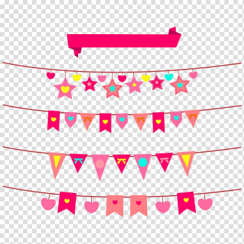 Flag Banner Valentine's Day Pattern, Tanabata Festival to pull flags transparent background PNG clipart
