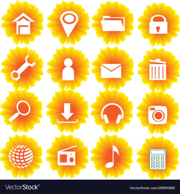 Flame yellow flower icon set vector image