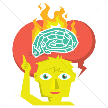 Flaming brain in human head Flaming brain in human head