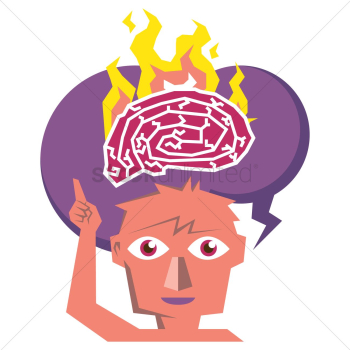 Flaming brain in human head Flaming brain in human head