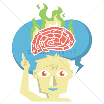 Flaming brain in human head Flaming brain in human head