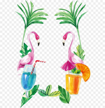 Flamingos Euclidean vector - Hand painted watercolor flamingo border 