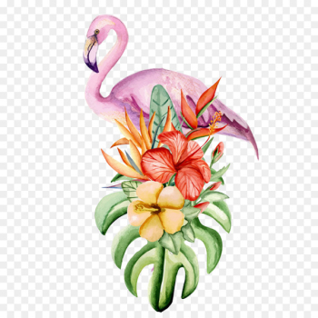 Flamingos Painting Hibiscus - Flamingos hibiscus painting material 