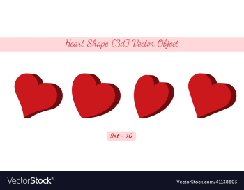 flat 3d heart object set heart shape object set
