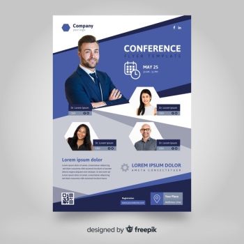 Flat abstract business conference flyer template Free Vector