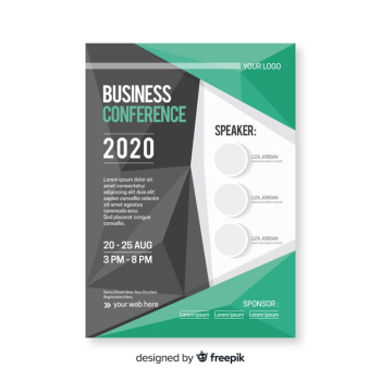 Flat abstract business conference flyer template Free Vector