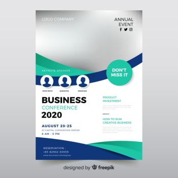 Flat abstract business conference flyer template Free Vector