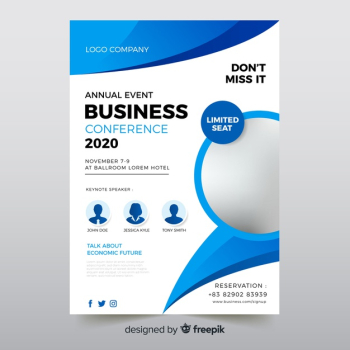 Flat abstract business conference flyer template Free Vector