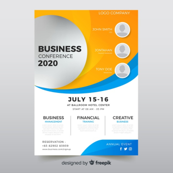 Flat abstract business conference flyer template Free Vector