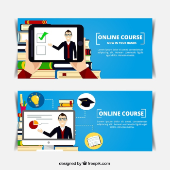 Flat banners of online course Flat banners of online course