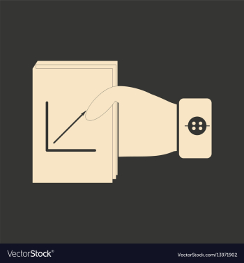 Flat black and white folder with documents in hand vector image Flat black and white folder with documents in hand vector image