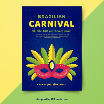 Flat brazilian carnival party flyer/poster Flat brazilian carnival party flyer/poster