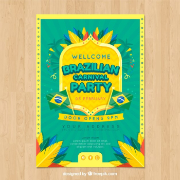 Flat brazilian carnival party flyer/poster Flat brazilian carnival party flyer/poster