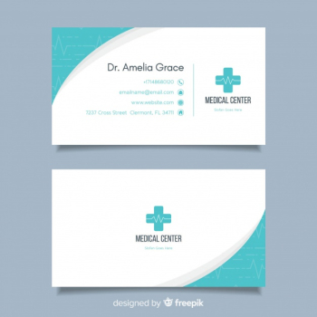 Flat business card concept for hospital or doctor