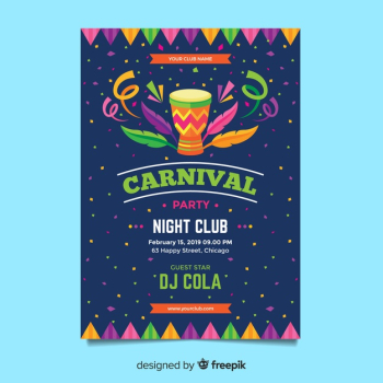 Flat carnival party flyer template