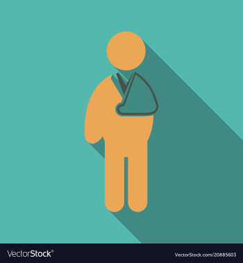 Flat character with broken arm hand injury vector image Flat character with broken arm hand injury vector image