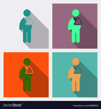 Flat character with broken arm hand injury vector image Flat character with broken arm hand injury vector image