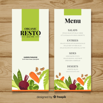 Flat colorful healthy food menu Free Vector Flat colorful healthy food menu Free Vector