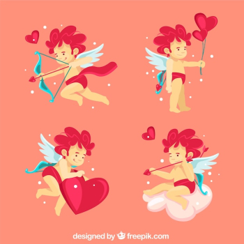 Flat cupid character collection Flat cupid character collection