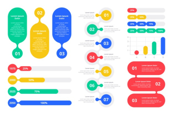 Flat design colorful infographic elements Free Vector