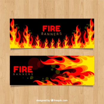 Flat design fire banner Flat design fire banner