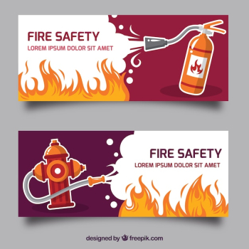 Flat design fire banner Flat design fire banner