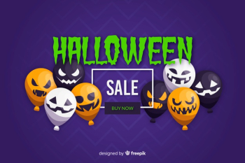 Flat design of halloween sale background with balloons Free Vector Flat design of halloween sale background with balloons Free Vector