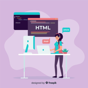 Flat design vector female programmer working Free Vector Flat design vector female programmer working Free Vector