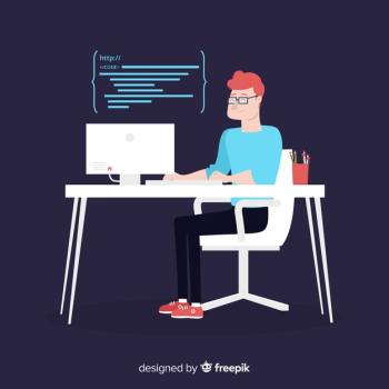 Flat design vector male programmer coding Free Vector Flat design vector male programmer coding Free Vector