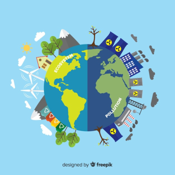 Flat ecosystem and pollution concept Flat ecosystem and pollution concept