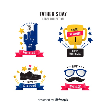 Flat father's day badge collection Free Vector Flat father's day badge collection Free Vector